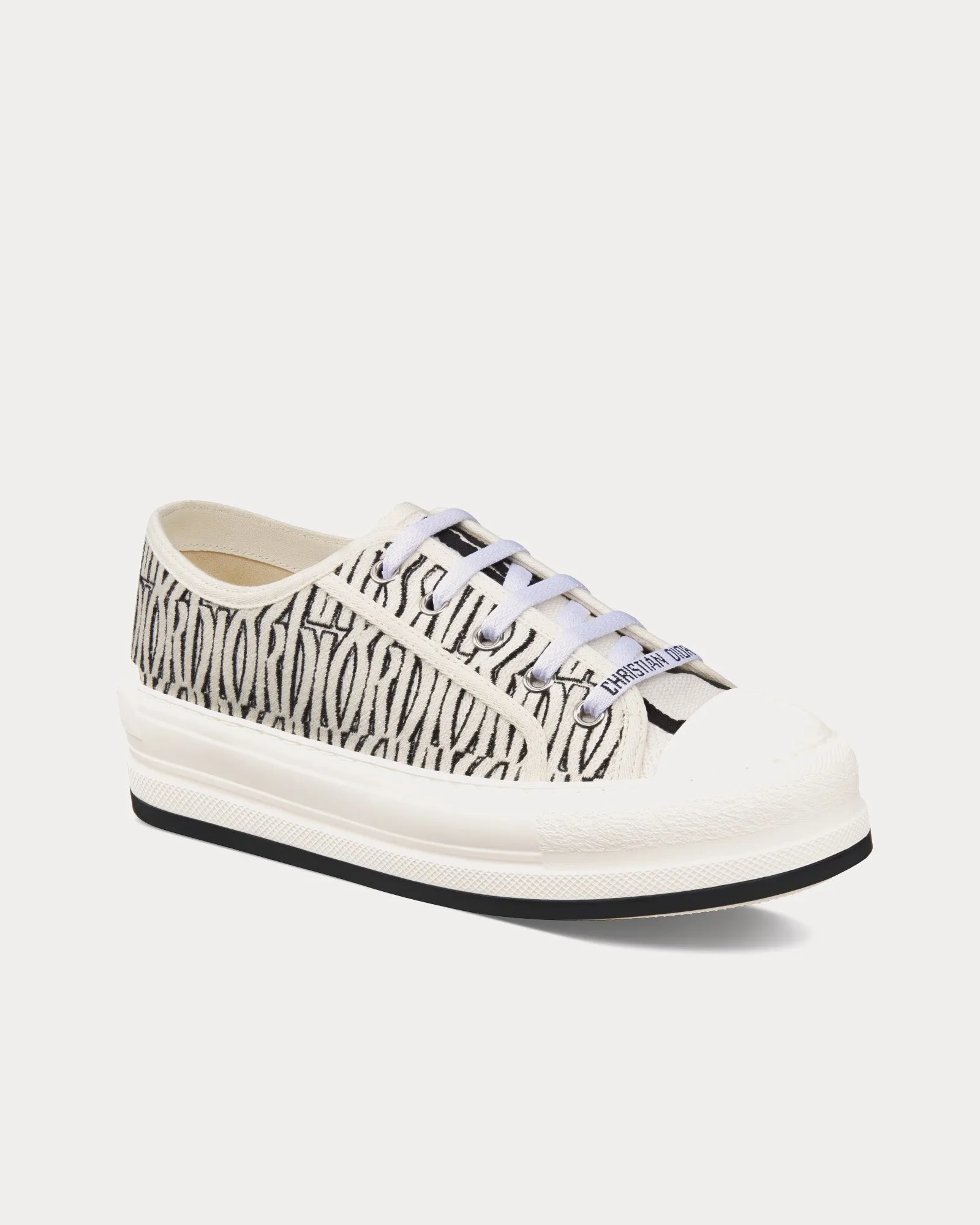 Walk'n'Dior Platform Embroidered Cotton with White and Black Miss Dior Allover Motif Low Top Sneakers
