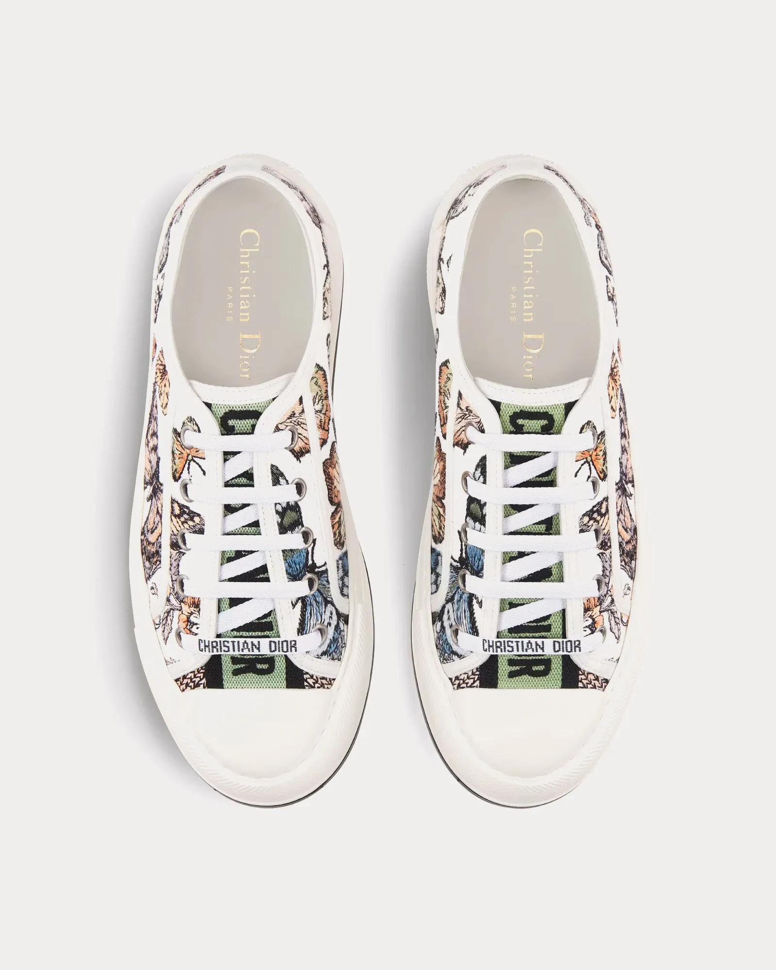 Walk'n'Dior Platform Yellow Multicolor Embroidered Cotton with Toile de Jouy Mexico Motif Low Top Sneakers