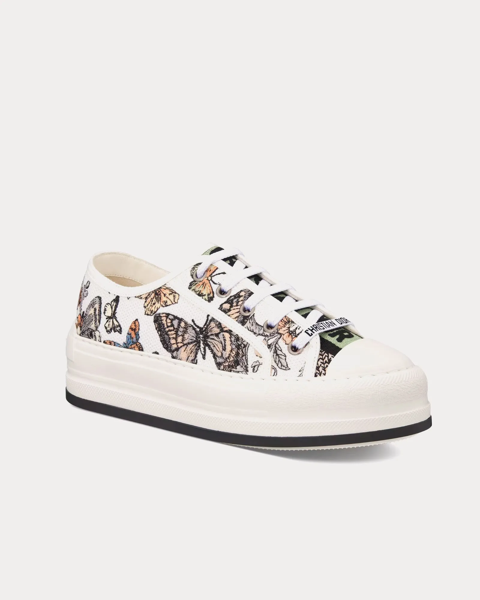 Walk'n'Dior Platform Yellow Multicolor Embroidered Cotton with Toile de Jouy Mexico Motif Low Top Sneakers