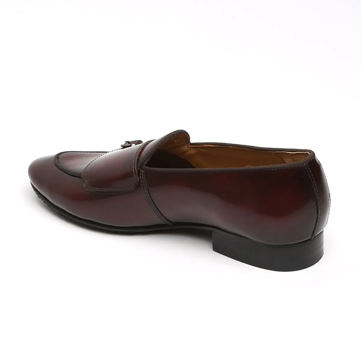 Wine Monk Strap Slip-On In Brush Off Leather By Brune & Bareskin