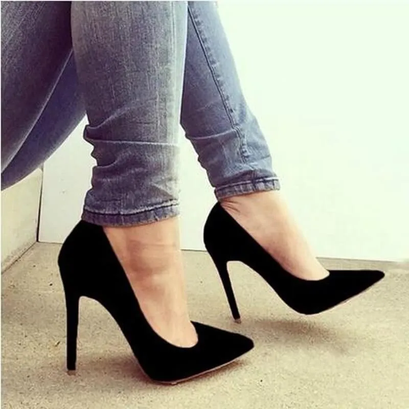 Work Point Toe Leather Sexy Low Pumps