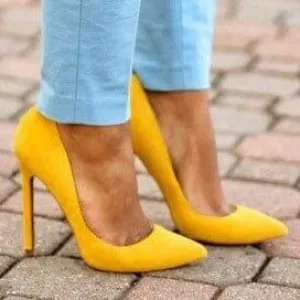 Work Point Toe Leather Sexy Low Pumps